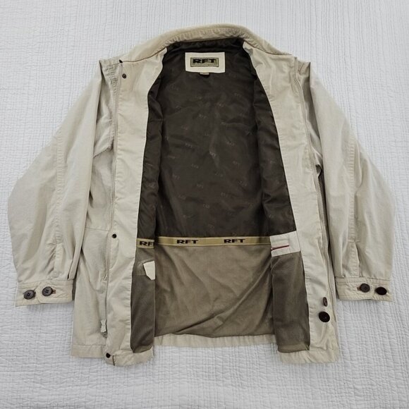 RFT by Rainforest Full Zip Utility Jacket Men's XL Beige Fully Lined EUC Vented - Picture 8 of 16